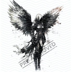 Dark Angel Tattoo Design | High Resolution 4K | Canvas Art | Printable SVG File Included | Digital Download| PNG File