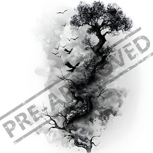 Raven Tattoo Design | High Resolution 4K | Canvas Art | Concept Art | Printable SVG Stencil Included