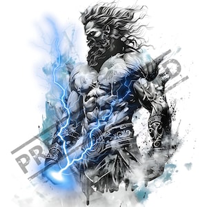 Conception de tatouage Zeus | Haute résolution 4K | Art sur toile | Art en écailles noires | Fichier SVG imprimable inclus | Clipart | PNG | Sticker t-shirt