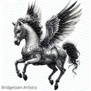 Pegasus Tattoo Design | High Resolution PNG | Canvas Art | Printable SVG Template | Clip Art | T-Shirt Decal | Digital Download Image