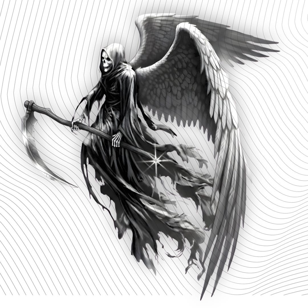 Grim Reaper Angel | Tattoo Design | High Resolution 4K | Canvas Art ...