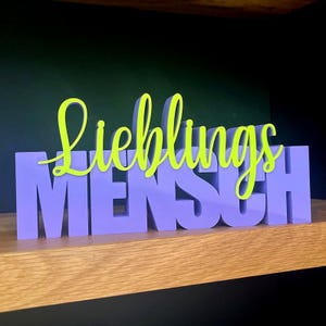 Lieblingsmensch Schriftzug 3D Druck Deko | Geschenk für Partner Freundin Familie | personalisiert Wunschfarben | moderne Tischdeko PLA