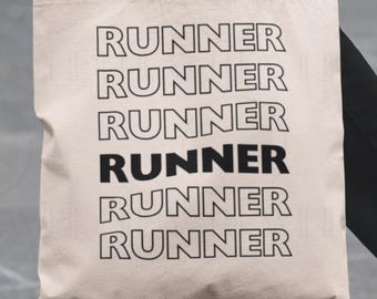Runner Tote Bag: Marathoner Gift, Running Coach Present, Jogger Gym Totebag, Fitness Lover Carryall