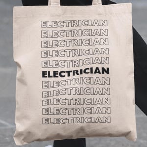 Electrician Tote Bag: Lineman Sparky Gift, Tradesman Totebag, Electrical Apprentice Present, Wireman, Lighting Technician