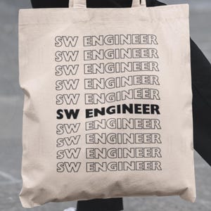 SW Engineer Tote Bag: Software Developer Totebag, Gift for Computer Science Programming Professionals, Coder