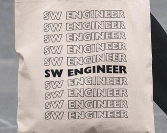 SW Engineer Tote Bag: Software Developer Totebag, Gift for Computer Science Programming Professionals, Coder
