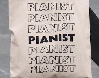 Pianist Tote Bag: Gift for Piano Teacher, Conservatory Totebag, Sheet Music Classical Carryall, Musician