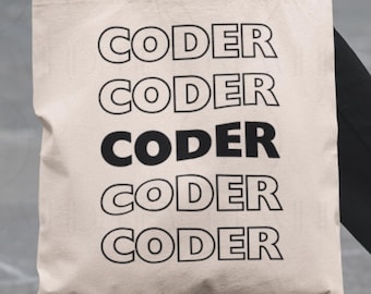 Coder Tote Bag: Programmer Gift, Software Engineer Accessory, Web Developer Carryall, Computer Science Student