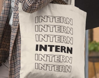 Intern Tote Bag: Summer Internship Gift, Totebag for Office Career Starter, New Job Carryall