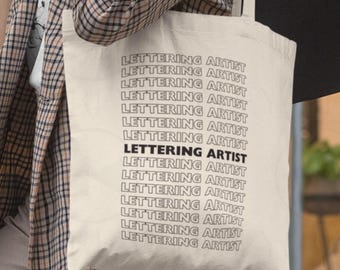 Lettering Artist Totebag: Calligrapher Gift, Typographer Carryall, Font Designer Tote, Script Design Studio Canvas