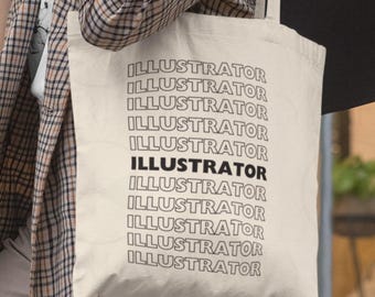 Illustrator Tote Bag: Gift for Graphic Artist, Digital Professional Sketchbook Carryall, Graphic Studio Totebag