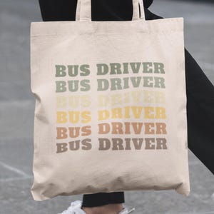 Bus Driver Tote Bag Vintage Repeated Text Tote for Bus Driver Thank You Bag for Bus Operator New Tote for Bus Driver Gift Bus Driver Totebag