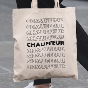 Chauffeur Tote Bag Repeated Text Tote for Chauffeur Thank You Bag for Corporate Chauffeur New Gift for Driver Totebag Travel Chauffeur Gift