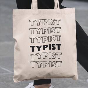 Typist Tote Bag: Gift for Keyboard Operator, Typewriter Totebag, Secretary, Typesetter, Stenographer, Typing Enthusiast