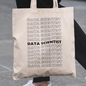 Data Scientist Tote Bag Repeated Text Tote for Data Analyst Thank You Bag for Scientist New Tote for Data Scientist Gift for Data Engineer