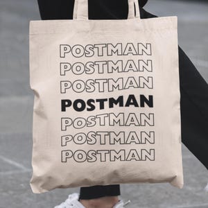 Postman Tote Bag Repeated Text Tote for Postman Thank You Bag for Postman New Tote for Mailman Gift for Mail Carrier Totebag for Postman Bag