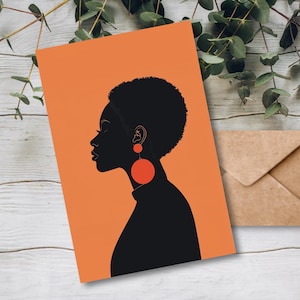 Black Girl-wenskaart, Afro-Amerikaanse notitiekaarten, zwarte vrouw vriendschaps- en verjaardagskaarten, notitiekaarten voor haar, zwarte Afro Queen Card