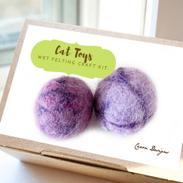 DIY Wet Felting Craft Kit, Learn the Art of Wool Felting to Create One-of-a-Kind Cat Toys, Craft Kit for Adults or Kids