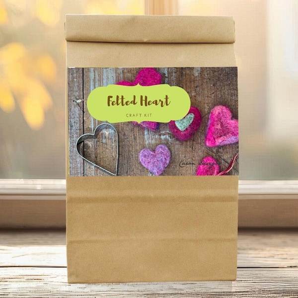 Felted Heart Kit - DIY Needle Felting Kit for Beginners and Craft Lovers