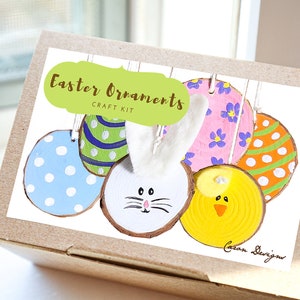 Easter Painted Ornament Kit, Kid Craft Kit, Painted Ornament Craft Kit, Easter Ornament Craft Kit, Great Family Craft Activity image 1