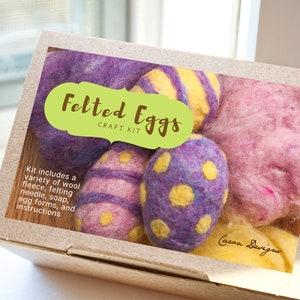 Needle and Wet Felting Eggs, Learn how to Felt Wool into Eggs, This DIY Craft Kit is Perfect for Adults or Kids