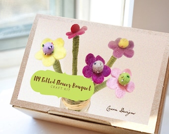 DIY Felt Flower Arrangement Kit – Craft a Colorful Yarn-Wrapped Bouquet