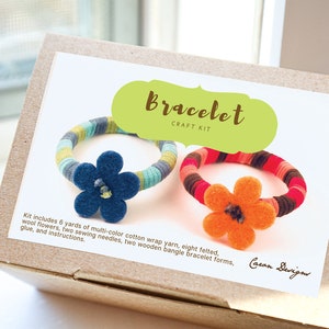 DIY Flower Bracelet Craft Kit for Kids and Adults – Handcrafted Wooden Bracelet Forms and Colorful Yarn