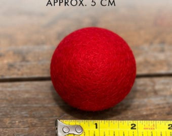 Large 2” Red Felted Wool Balls