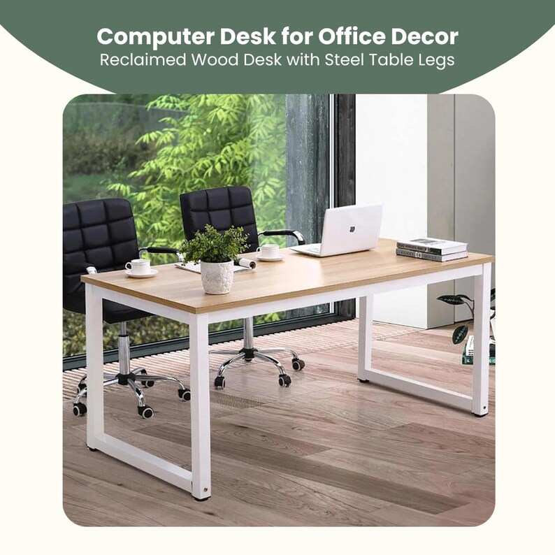 Computer Desk for Office Decor Reclaimed Wood Desk With Metal Table