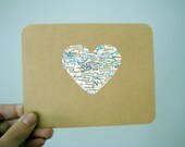 Custom Map Heart Card / Vintage Map Card / Custom Map Card / Long Distance Love