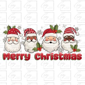 Merry Christmas Santa Claus Png, Digital Art Diverse Santa, Xmas, Festive Santa, Winter Vibes Holidays, Instant Download Sublimation Design