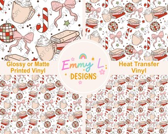 Disco Christmas Books Patterned Vinyl Sheet, Adhesive Vinyl, Printed Vinyl, HTV, Heat Transfer Vinyl, Patterned Vinyl, Holiday Vinyl - 226