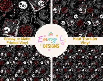 Dark Romance Patterned Vinyl Sheet, Adhesive Vinyl, Printed Vinyl, Heat Transfer Vinyl, Patterned Vinyl, Reading, Books, Red Roses -290