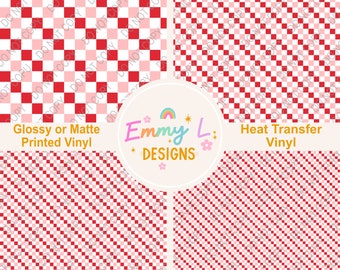 Red and Pink Checkered Patterned Vinyl Sheet: Adhesive or Heat Transfer