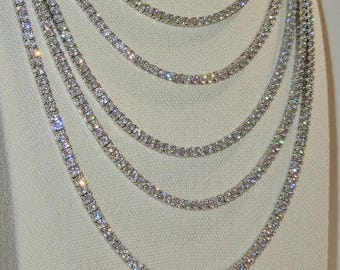 4 MM シルバー テニスチェーンネックレス: 防水ステンレススチール