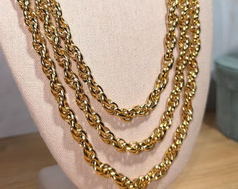 Collar de cadena de cuerda trenzada de oro de 14 k de 7 mm, acero inoxidable, estilo cuerda sólida gruesa, flexible, duradera, cadena de eslabones de cuerda de larga duración, cadena para hombre