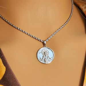 925 Silver Virgin Mary Necklace – Minimalist Religious Pendant, Hypoallergenic, Religious Faith, Spiritual Symbol, Iconic Madonna