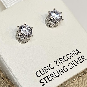 Runder Schnitt Brilliantschliff CZ Diamant Ohrstecker, hypoallergen Schmuck, Ohrringe für Ihn, 925 Sterling Silber Diamant Ohrstecker Set