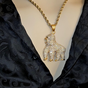 Gold Gorilla Anhänger Halskette - Tier Schmuck, Gorilla Bling, Hip Hop Style, Iced Out Halskette, Luxus Anhänger, einzigartiges Mode Statement
