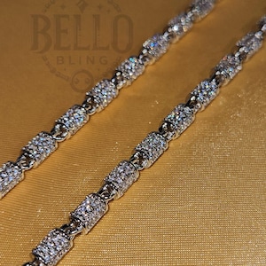 5 mm 20" beczka pudełko tenisowy srebrny łańcuszek naszyjnik, lodowy ząbek ręczny cz diamentowy łańcuszek tenisowy, lodowy naszyjnik tenisowy, biżuteria unisex