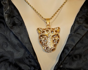 Collier Avec Pendentif Léopard En Acier Inoxydable Pour Homme Et Femme