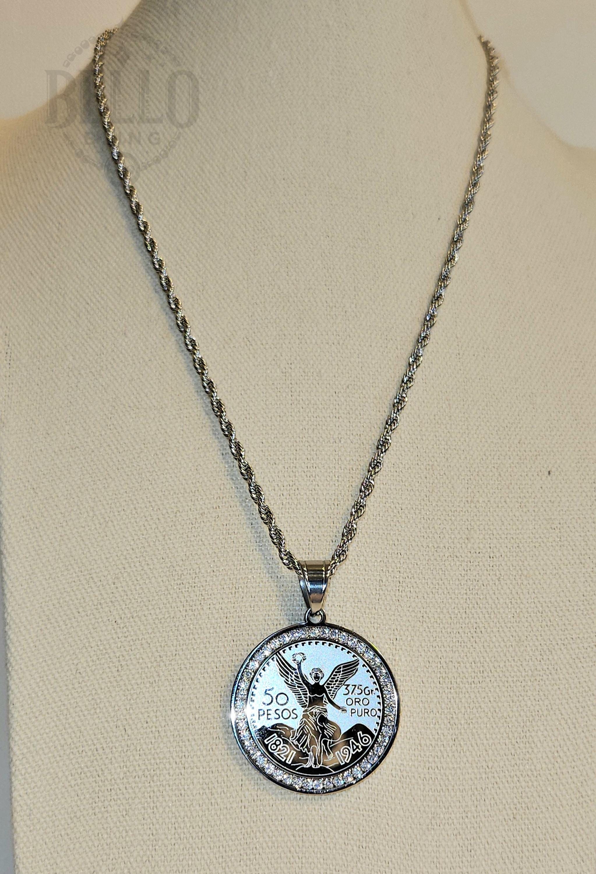 VINTAGE ARTISANAL MEXICAN COIN STATEMENT NECKLACE NWOT Wanderlustulum | Vintage Coins Jewelry | Coin Pendant  main image 4