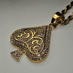 Spade Locket Spade Pendant Necklace - Card Suit, Gold Finish, Hypoallergenic, Poker ...