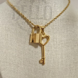 Lock and Key Pendant Necklace, Heart Key Charm , Dainty Key Necklace, Romantic Gift for Her, Lock and key jewelry, Adjustable 16-24 Inch