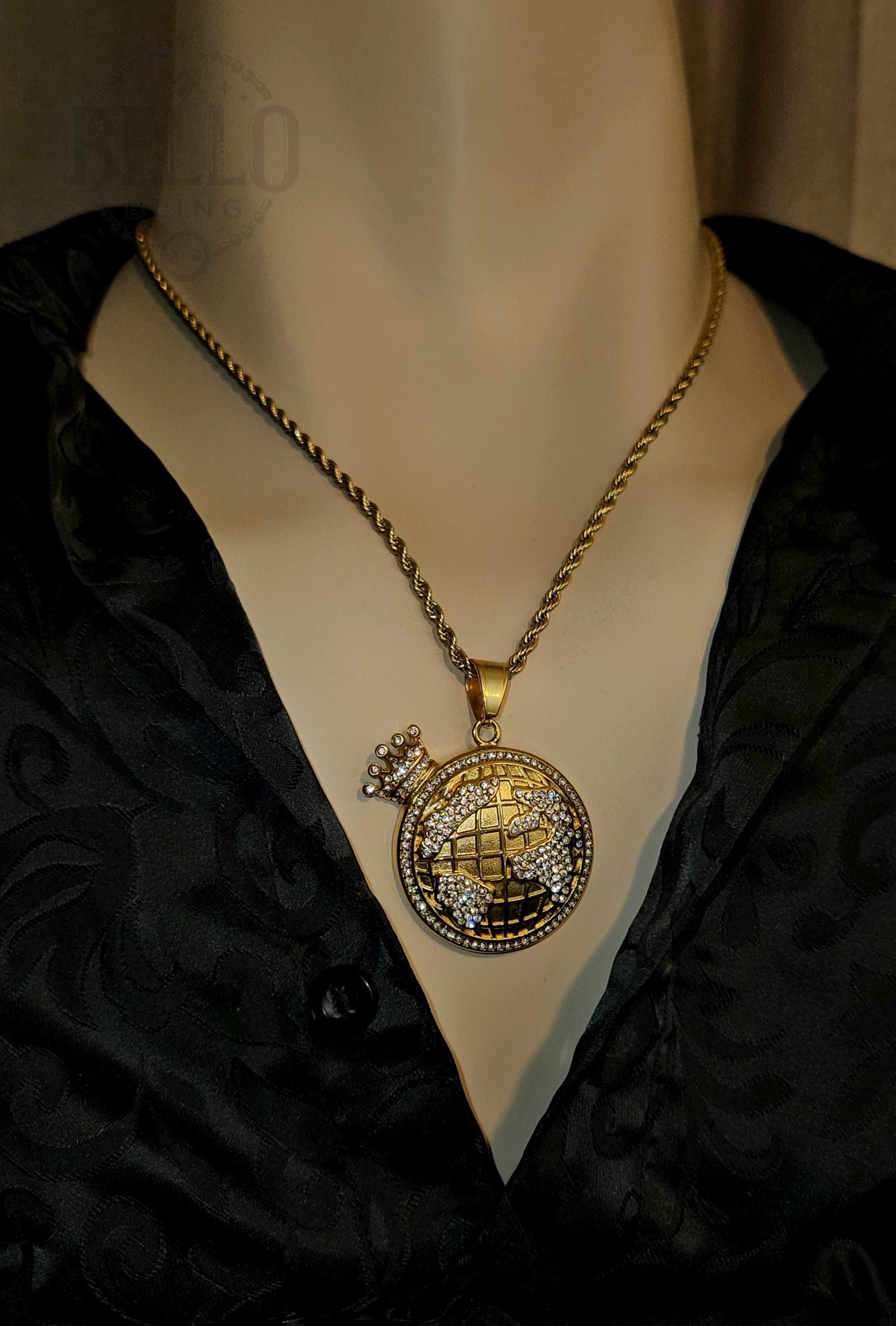ミュージシャン CROWN NECKLACE GOLD 14K Gold Disc Crown Necklace- Cz Coin Crown Necklace- King