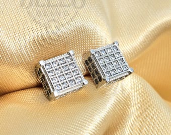 Sterling Silver Square CZ Stud Earrings: Hypoallergenic Screwback Jewelry