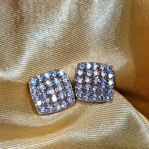 925 sterlingzilveren oorbellen - sprankelende CZ herenoorbel, vierkante studs geschroefde oorbellen, heren dames, hypoallergene sieraden