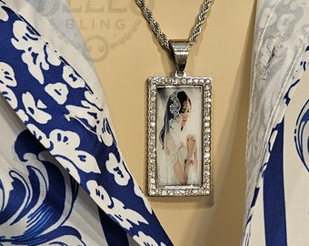 Collar con colgante de foto personalizado de plata: recuerdo de acero inoxidable