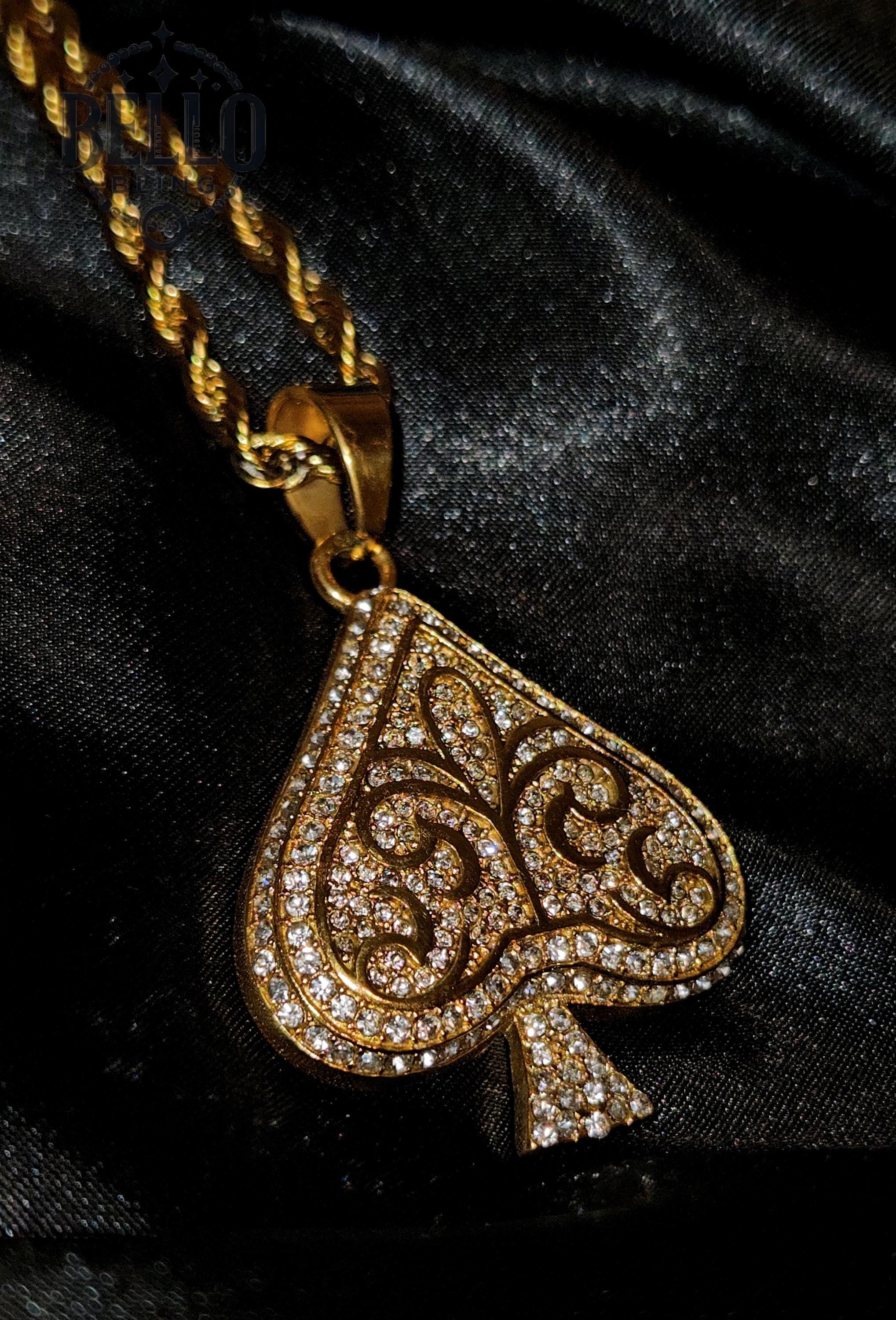 THIRTEEN DESIGNS SPADE PENDANT スペードペンダント Spade Pendant Necklace - Card Suit, Gold Finish, Hypoallergenic