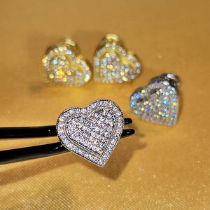Herz Baguette Diamant Ohrstecker funkeln CZ, Frauen Ohrringe, Ohrringe Für Sie, Herzform 925 Sterling Silber Ohrringe, Liebesohrring